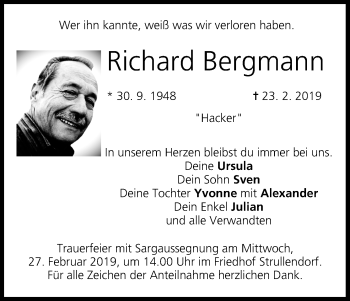 Anzeige von Richard Bergmann von MGO