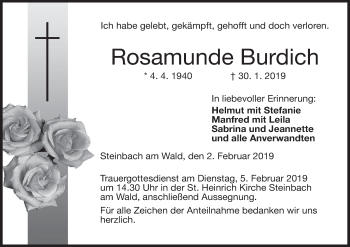 Anzeige von Rosamunde Burdich von MGO