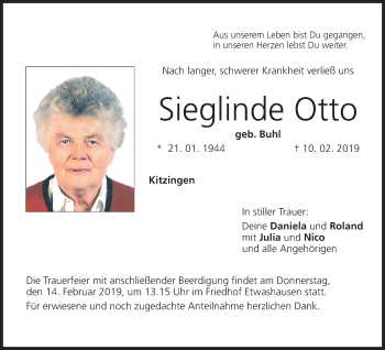 Anzeige von Sieglinde Otto von MGO