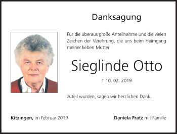 Anzeige von Sieglinde Otto von MGO