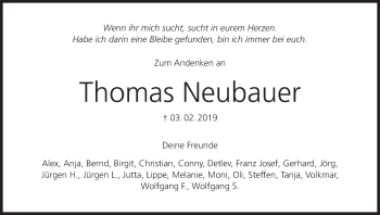 Anzeige von Thomas Neubauer von MGO