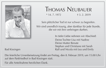 Anzeige von Thomas Neubauer von MGO