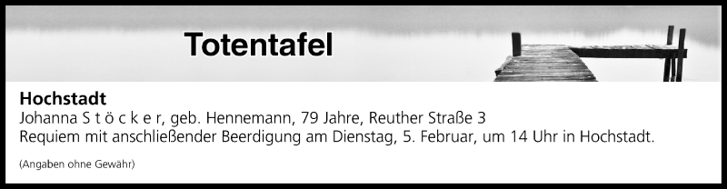  Traueranzeige für Totentafel vom 02.02.2019 vom 02.02.2019 aus MGO
