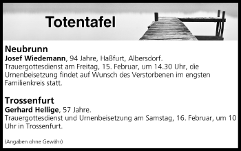 Anzeige von Totentafel vom 14.02.2019 von MGO