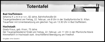 Anzeige von Totentafel vom 21.02.2019 von MGO