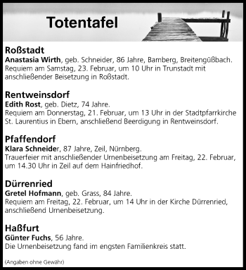 Anzeige von Totentafel vom 21.02.2019 von MGO