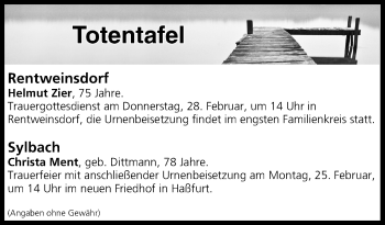 Anzeige von Totentafel vom 23.02.2019 von MGO