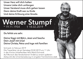 Anzeige von Werner Stumpf von MGO