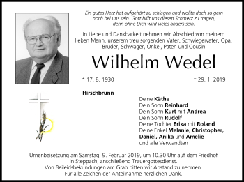 Anzeige von Wilhelm Wedel von MGO