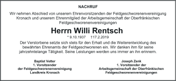Anzeige von Willi Rentsch von MGO