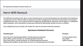 Anzeige von Willi Rentsch von MGO