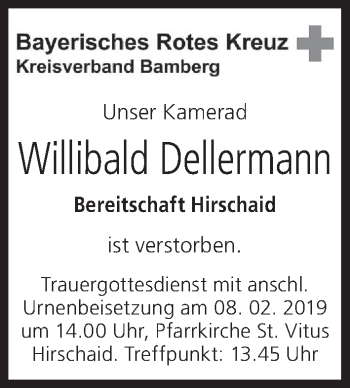 Anzeige von Willibald Dellermann von MGO