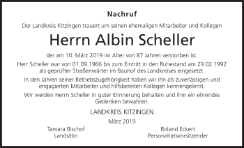 Anzeige von Albin Scheller von MGO