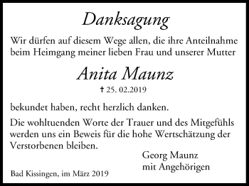 Anzeige von Anita Maunz von MGO