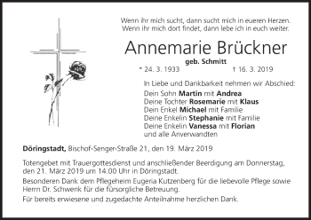 Anzeige von Annemarie Brückner von MGO
