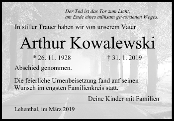 Anzeige von Arthur Kowalewski von MGO