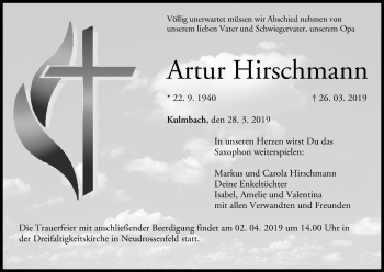Anzeige von Artur Hirschmann von MGO