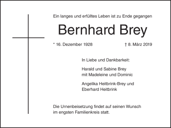 Anzeige von Bernhard Brey von MGO