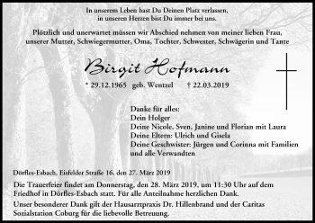 Anzeige von Birgit Hofmann von MGO