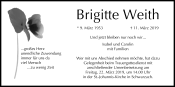 Anzeige von Brigitte Weith von MGO