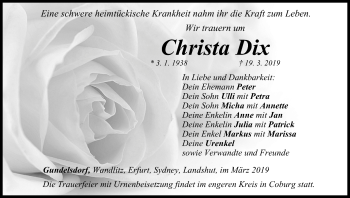 Anzeige von Christa Dix von MGO