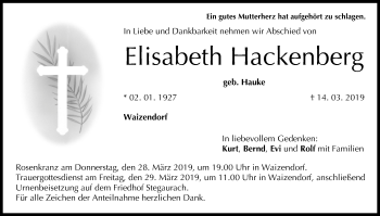 Anzeige von Elisabeth Hackenberg von MGO