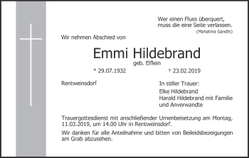 Anzeige von Emmi Hildebrand von MGO