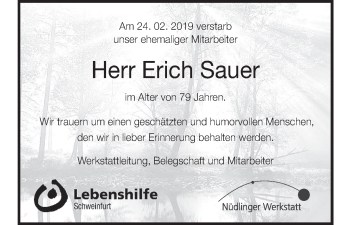 Anzeige von Erich Sauer von MGO