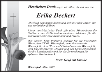 Anzeige von Erika Deckert von MGO