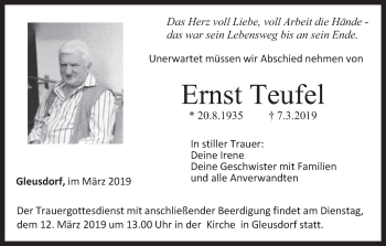 Anzeige von Ernst Teufel von MGO