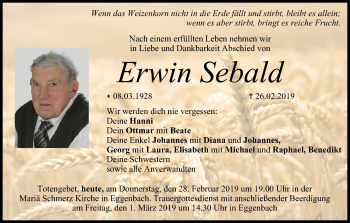 Anzeige von Erwin Sebald von MGO