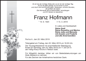 Anzeige von Franz Hofmann von MGO