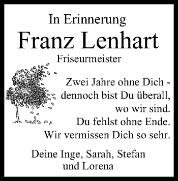 Anzeige von Franz Lenhart von MGO