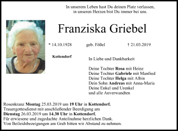 Anzeige von Franziska Griebel von MGO