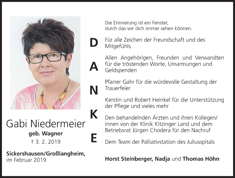  Traueranzeige für Gabi Niedermeier vom 02.03.2019 aus MGO