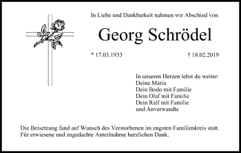 Anzeige von Georg Schrödel von MGO