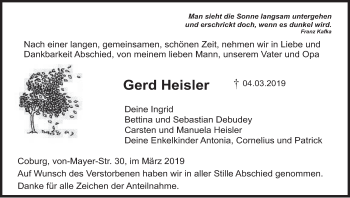 Anzeige von Gerd Heisler von MGO