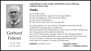 Anzeige von Gerhard Frömel von MGO
