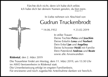 Anzeige von Gudrun Truckenbrodt von MGO