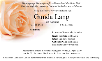 Anzeige von Gunda Lang von MGO