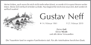 Anzeige von Gustav Neff von MGO