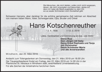 Anzeige von Hans Kotschenreuther von MGO