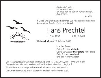 Anzeige von Hans Prechtel von MGO