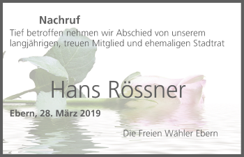 Anzeige von Hans Rössner von MGO