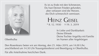 Anzeige von Heinz Geisel von MGO