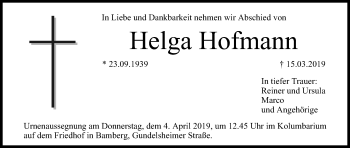 Anzeige von Helga Hofmann von MGO