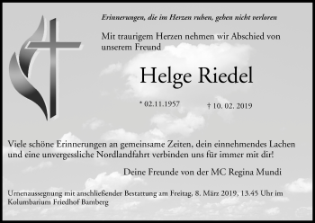 Anzeige von Helge Riedel von MGO