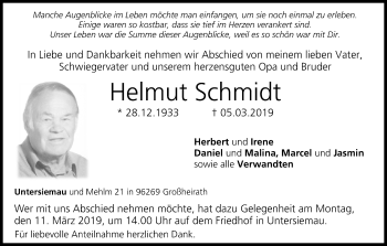 Anzeige von Helmut Schmidt von MGO