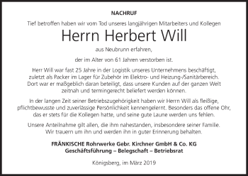 Anzeige von Herbert Will von MGO