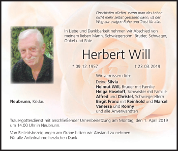 Anzeige von Herbert Will von MGO